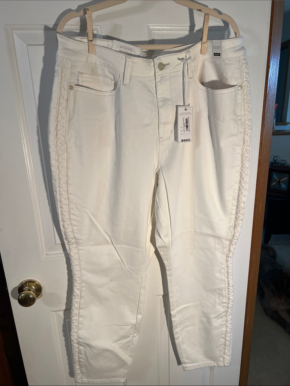 White Braided Side Detail Women's Jeans - Judy Blue